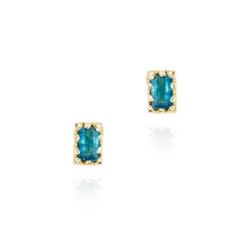 Rectangular apatite earrings in 18k gold vermeil
