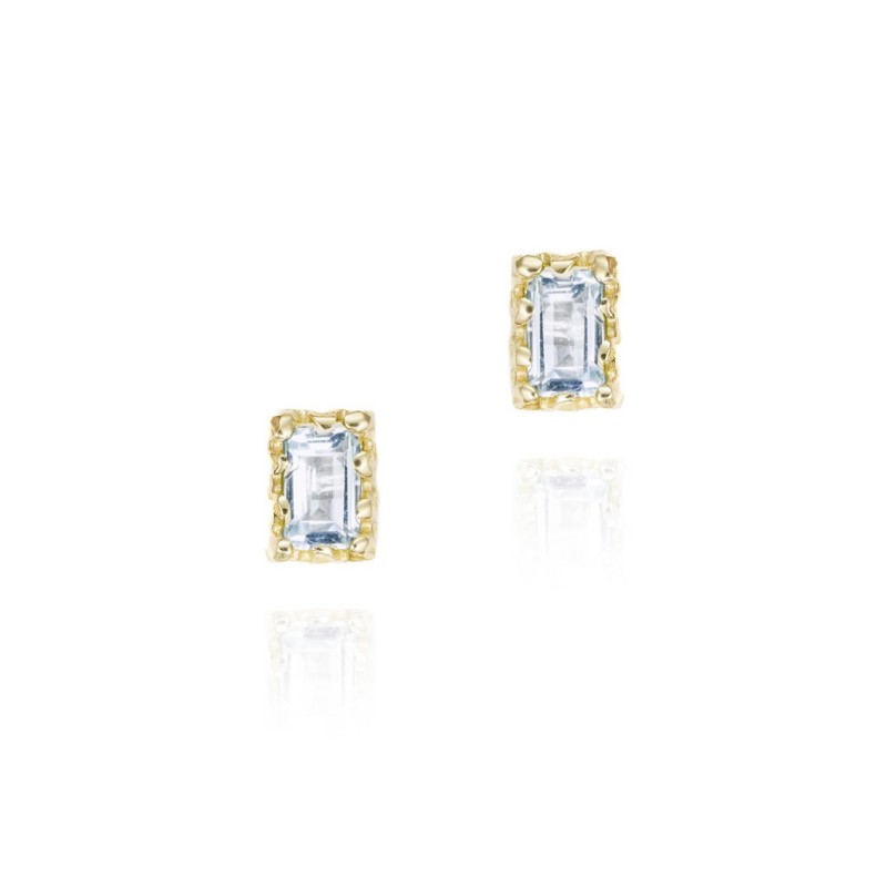 Rectangular blue topaz earrings in 18k gold vermeil