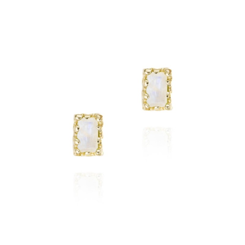 Pendientes con espectrolita rectangular en baño de oro 18k