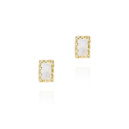 Pendientes con espectrolita rectangular en baño de oro 18k