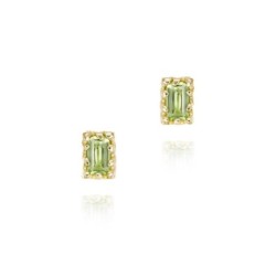 Pendientes con olivino rectangular en baño de oro 18k