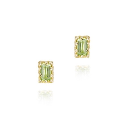 Pendientes con olivino rectangular en baño de oro 18k