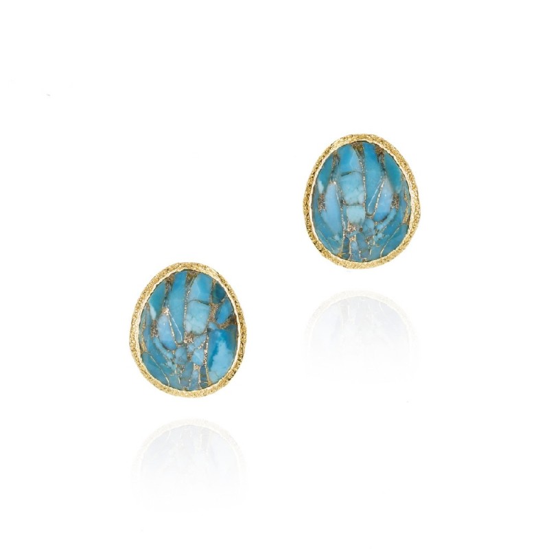 Pendientes de turquesa con baño de oro 18k