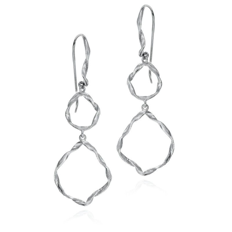 Irregular hook earrings in sterling silver
