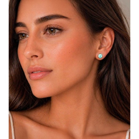 Pendientes de Amazonita hexagonal con baño de oro 18k