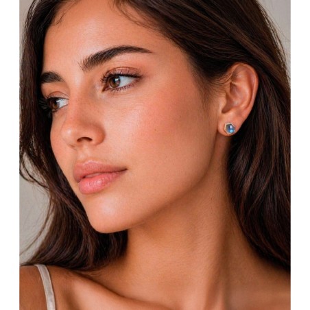 Pendientes de Labradorita hexagonal con baño de oro 18k