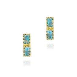 Pendientes midi con turquesa rectangular en baño de oro 18k