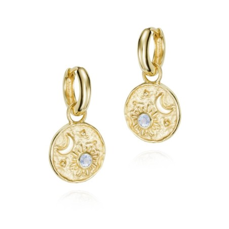 Pendientes LUNA de Plata. Baño de Oro 18k