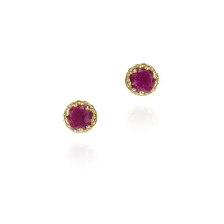 Ruby stud earrings in sterling silver with 18k gold vermeil