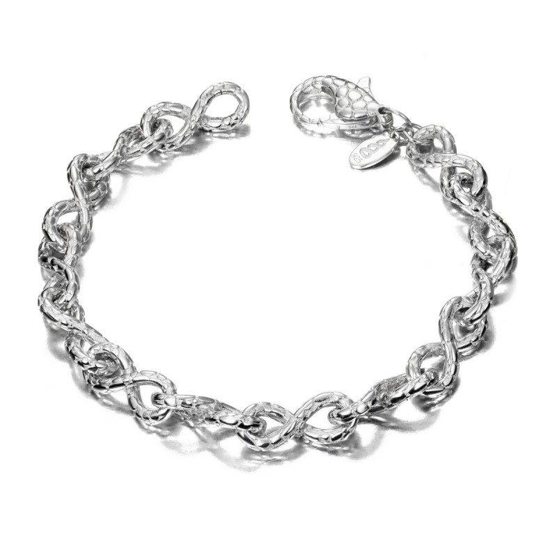 Infinity Bracelet with Snake Texture in 925 Sterling Silver