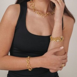 Pulsera   FLORENCE de Plata.  Baño de Oro 18k