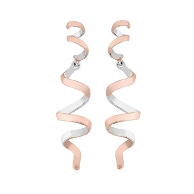 Long sterling silver earrings with rose gold plating