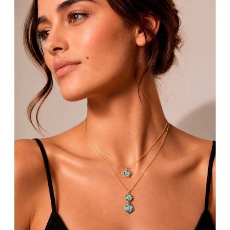 Hexagonal Moss Agate Pendant with 18k Gold Vermeil