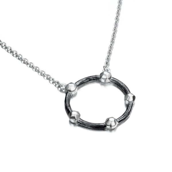 Circular sterling silver necklace with black rhutenium plating