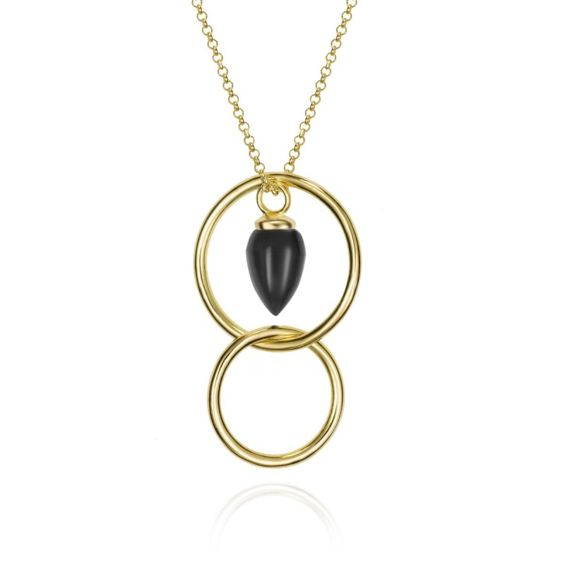 Collar PENDULUM de Plata.  Baño de Oro 18k