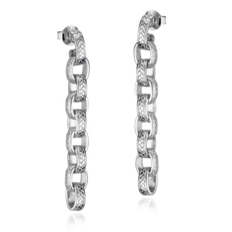 Pendientes Largos de Eslabones con Estilo en Plata 925