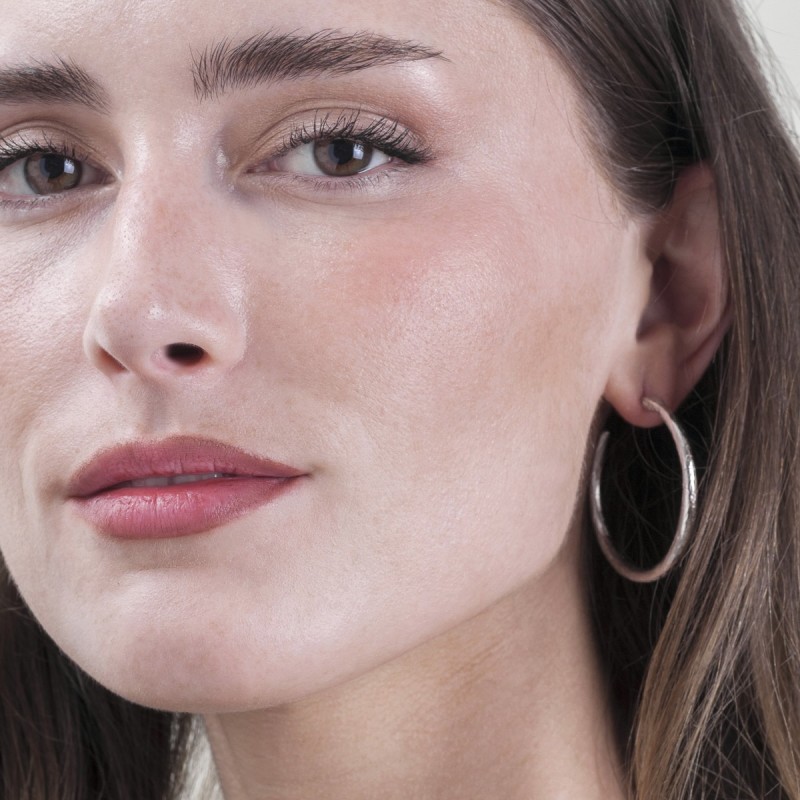 Pendientes de aro en Plata de ley 925