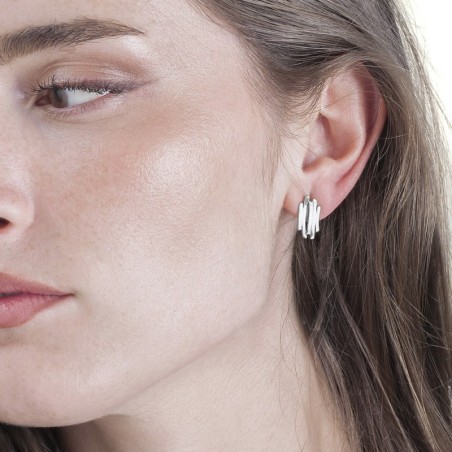 Pendientes midi de plata de ley motivo irregular