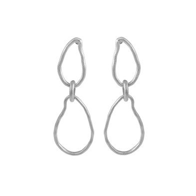 Horizontal hook earrings with wavy design in 925 sterling silver