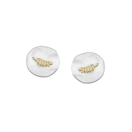 Pendientes ramitas en plata con baño de Oro