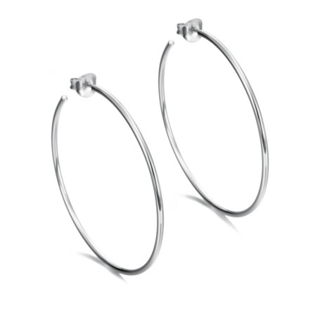 Thin hoop earrings in sterling silver 925