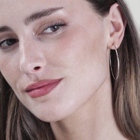 Thin hoop earrings in sterling silver 925