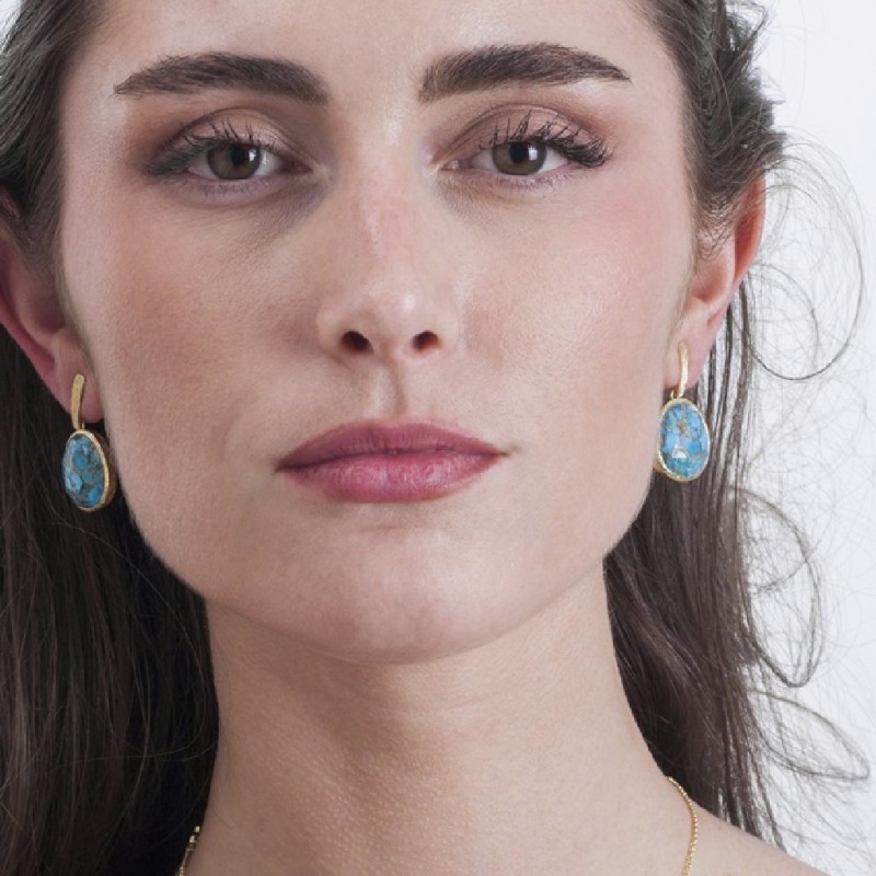 Pendientes de turquesa con baño de oro 18k