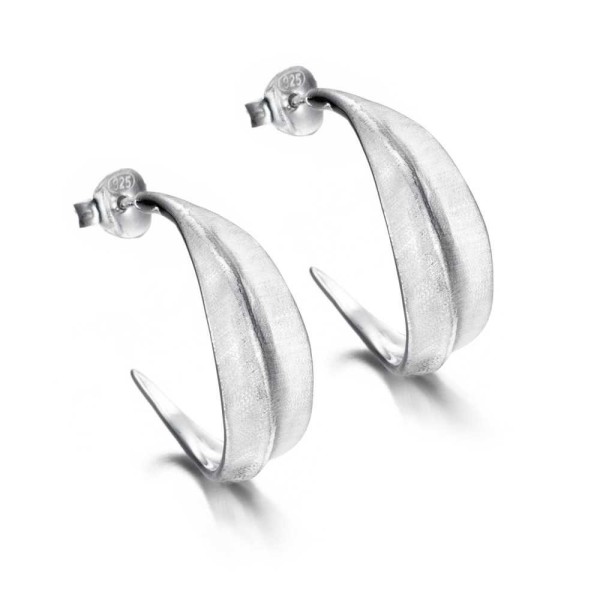 Hoop earrings with leaf in sterling silver 925