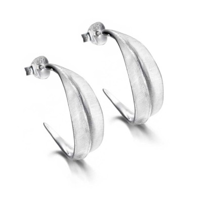 Pendientes de aro con hoja de plata de ley 925