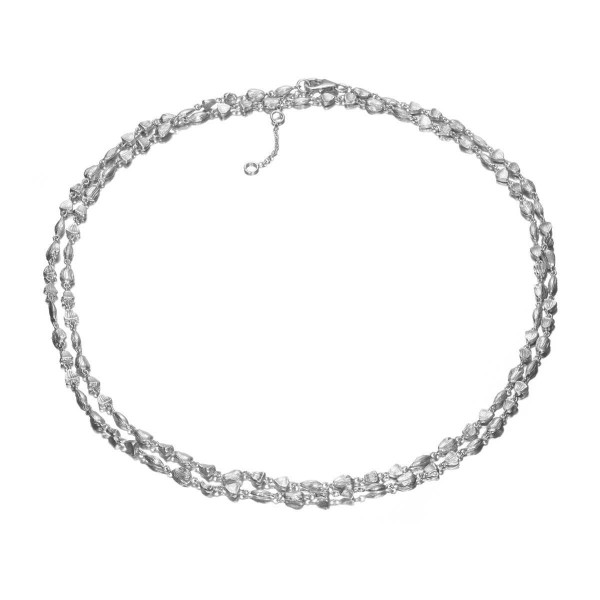 Collar largo de textura irregular en plata de ley 925