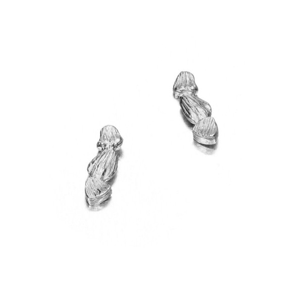 Pendientes de botón de textura irregular en plata de ley 925