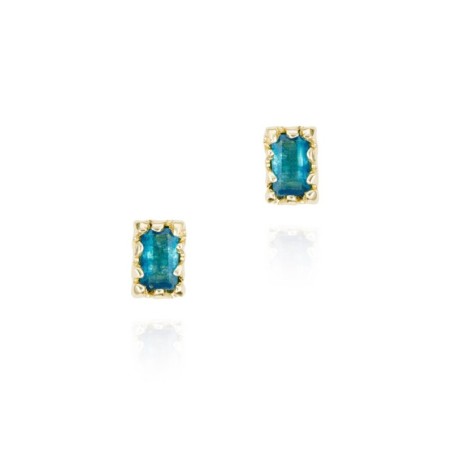 Pendientes con apatita rectangular en baño de oro 18k