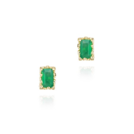 Pendientes con ónix verde rectangular en baño de oro 18k