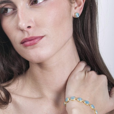 Pendientes de turquesa con baño de oro 18k