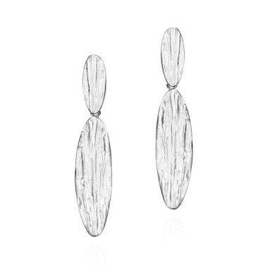 Long organic shape earrings in sterling silver 925