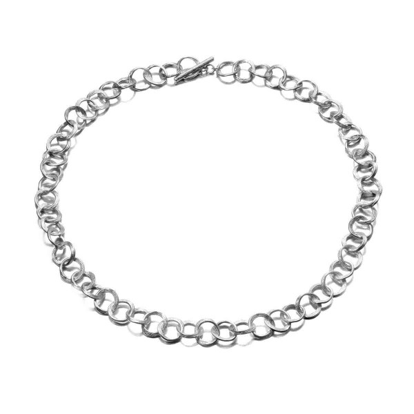 Collar de eslabones redondos de plata de ley 925