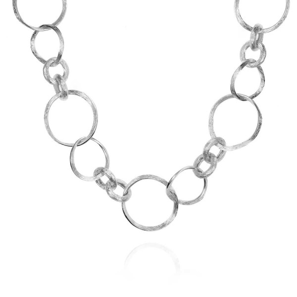 Collar largo de eslabones diversos de plata de ley 925