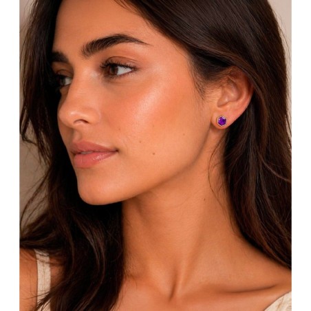 Pendientes de Amatista hexagonal con baño de oro 18k