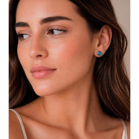 Pendientes de Apatita hexagonal con baño de oro 18k