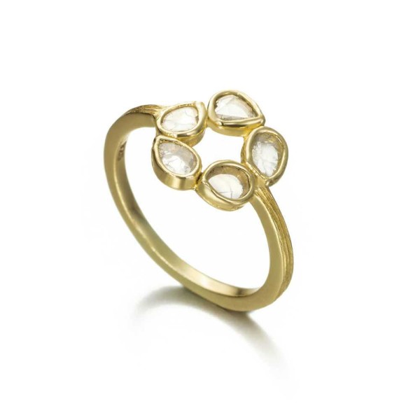 Pendientes de Espectrolita hexagonal con baño de oro 18k