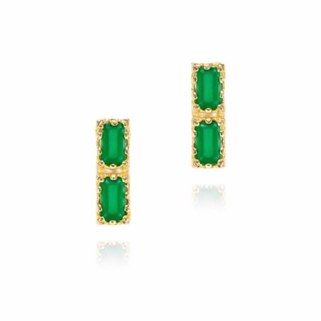 Midi rectangular green onyx earrings in 18k gold vermeil