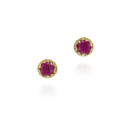 Ruby stud earrings in sterling silver with 18k gold vermeil