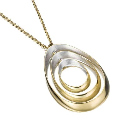 Triple circle 18k gold vermeil silver pendant