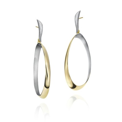 Pendientes largos de plata con baño de oro 18k