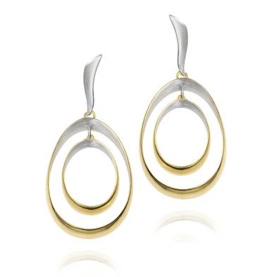 Double 18k gold vermeil silver earrings