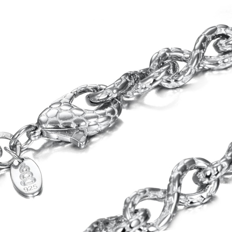 Infinity Bracelet with Snake Texture in 925 Sterling Silver