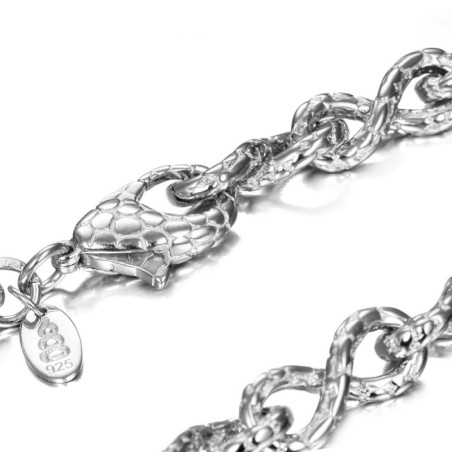 Infinity Bracelet with Snake Texture in 925 Sterling Silver