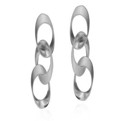 Three-piece oval design earrings in sterling silver