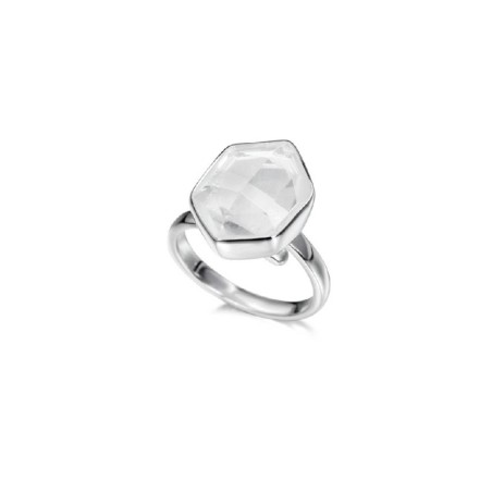 Anillo con cuarzo herkimer de plata de ley 925
