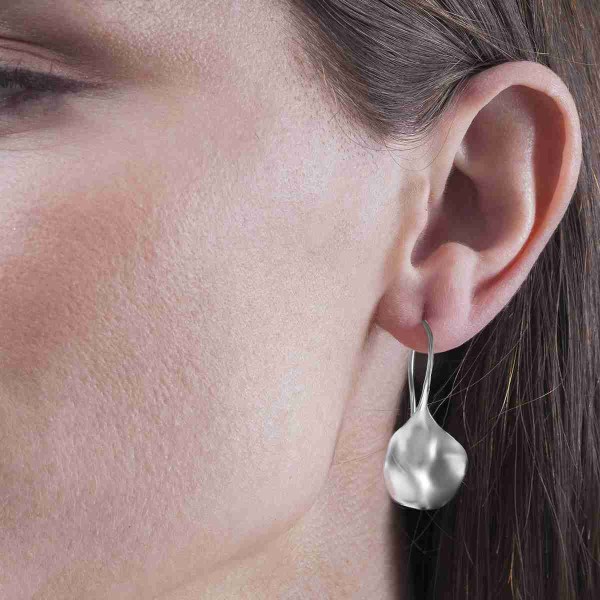 Midi organic drop hook earrings in sterling silver 925